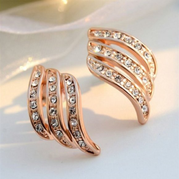 Beautiful Rose Gold Simulated Diamond Earrings - Picture 2 of 5